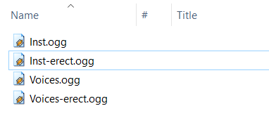 Image showing the file explorer with 4 files: Inst.ogg, Inst-erect.ogg, Voices.ogg and Voices-erect.ogg