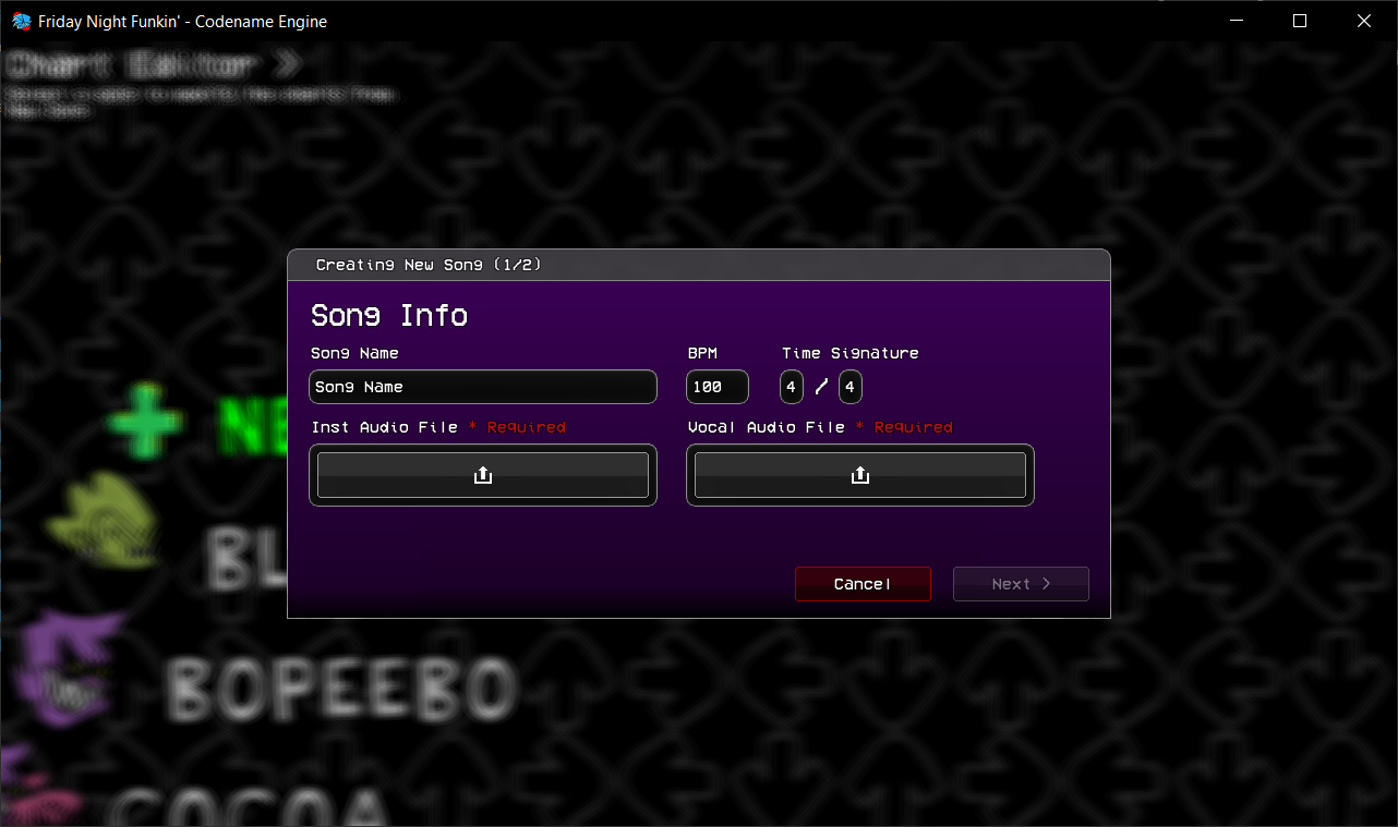 Image showing the New Song option in Chart Selection